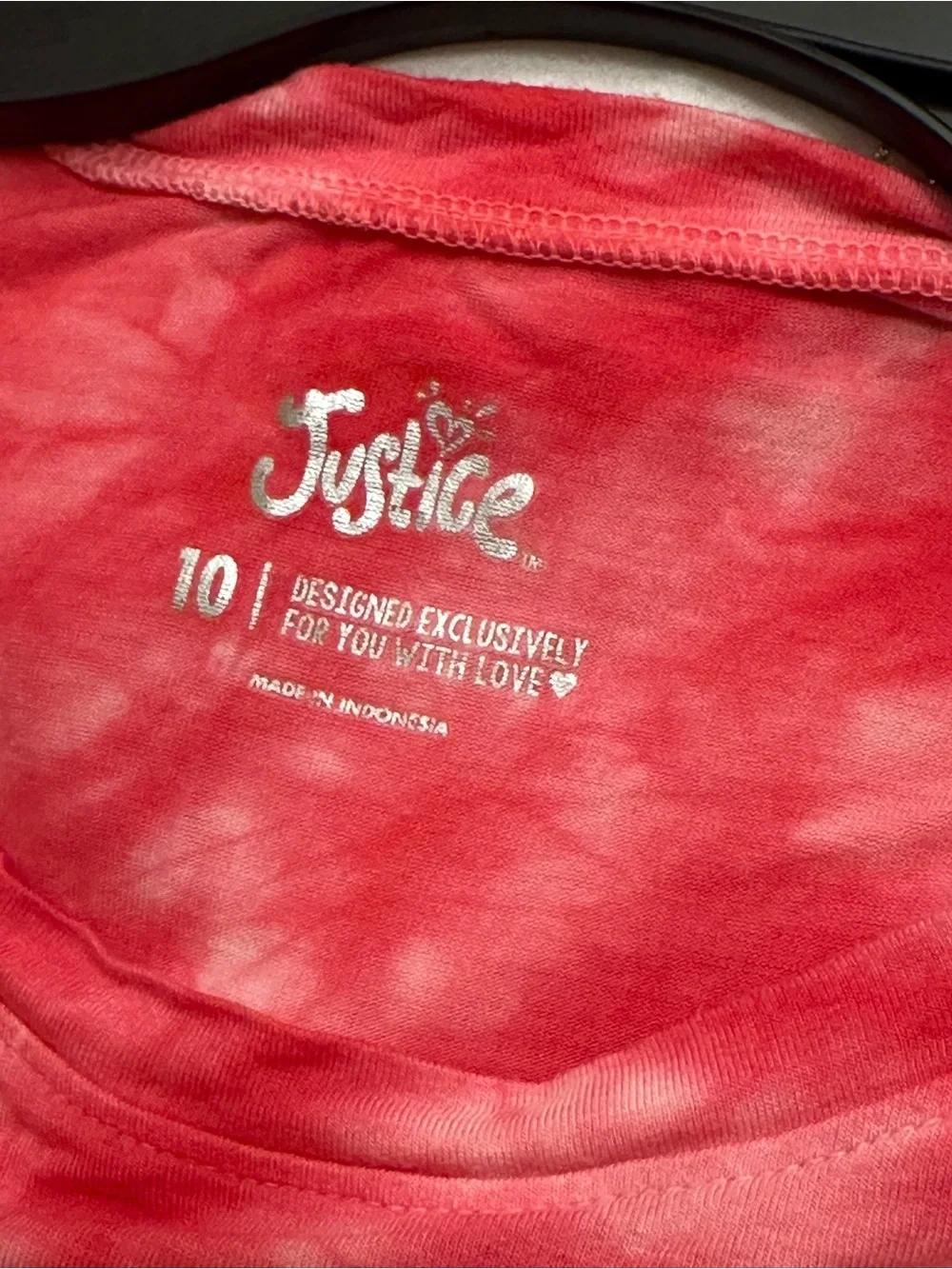 Justice Girls Size 10 Sleeveless Shirt Tank Top Pink Tie Dye Summer